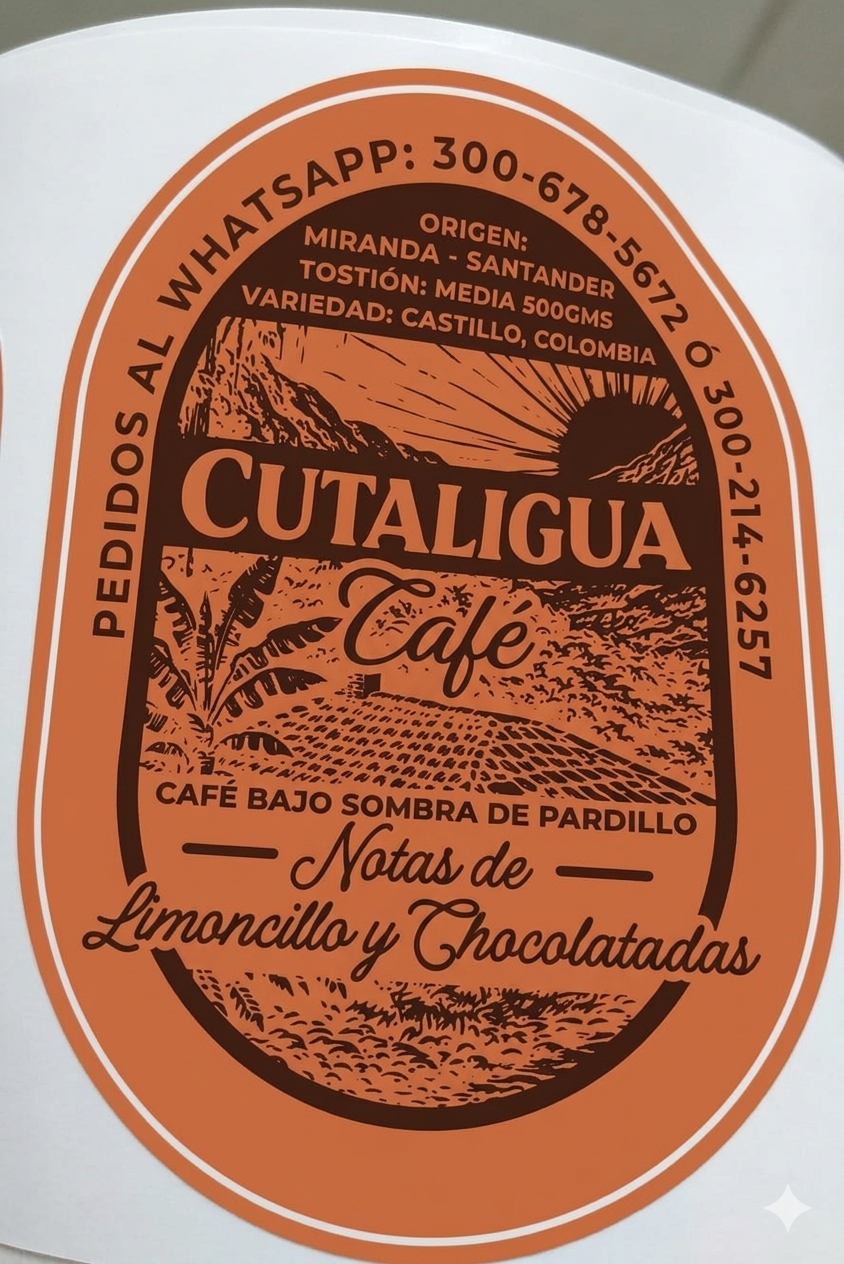 Etiqueta Café Cutaligua con información de origen